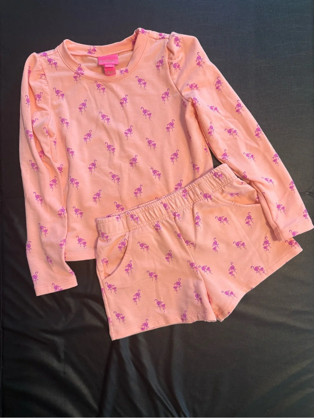Lilly Pulitzer Girls Flamingo Top & Shorts Set Pink Size M 6/7